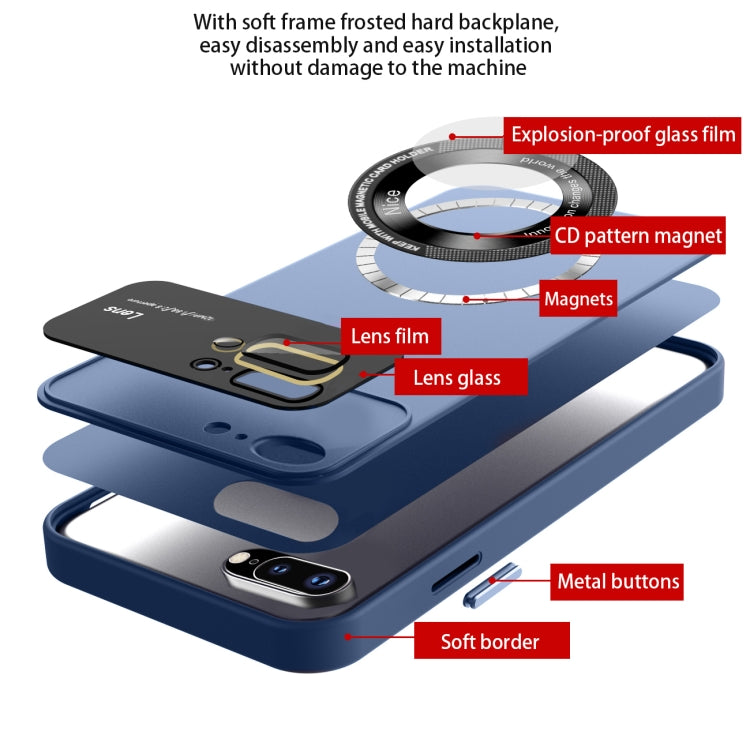 For iPhone 8 Plus/7 Plus Large Glass Window Magnetic Magsafe Phone Case with Lens Film(Sky Blue) - More iPhone Cases by buy2fix | Online Shopping UK | buy2fix