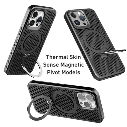 For iPhone 12/12 Pro Skin Feel PC+TPU Cooling Magnetic Magsafe Phone Case with Stand(Black) - iPhone 12 / 12 Pro Cases by buy2fix | Online Shopping UK | buy2fix