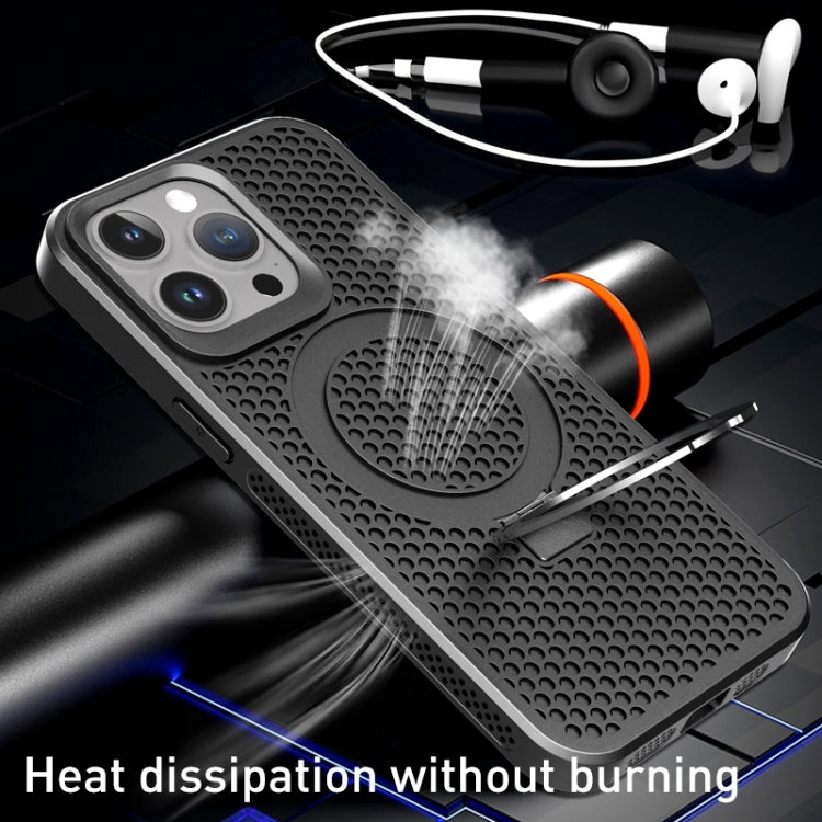 For iPhone 13 Pro Skin Feel PC+TPU Cooling Magnetic Magsafe Phone Case with Stand(Navy Blue) - iPhone 13 Pro Cases by buy2fix | Online Shopping UK | buy2fix