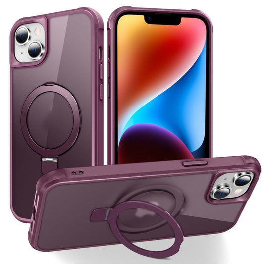 For iPhone 14 / 13 MagSafe Magnetic Holder Phone Case(Wine Red) - iPhone 14 Cases by buy2fix | Online Shopping UK | buy2fix