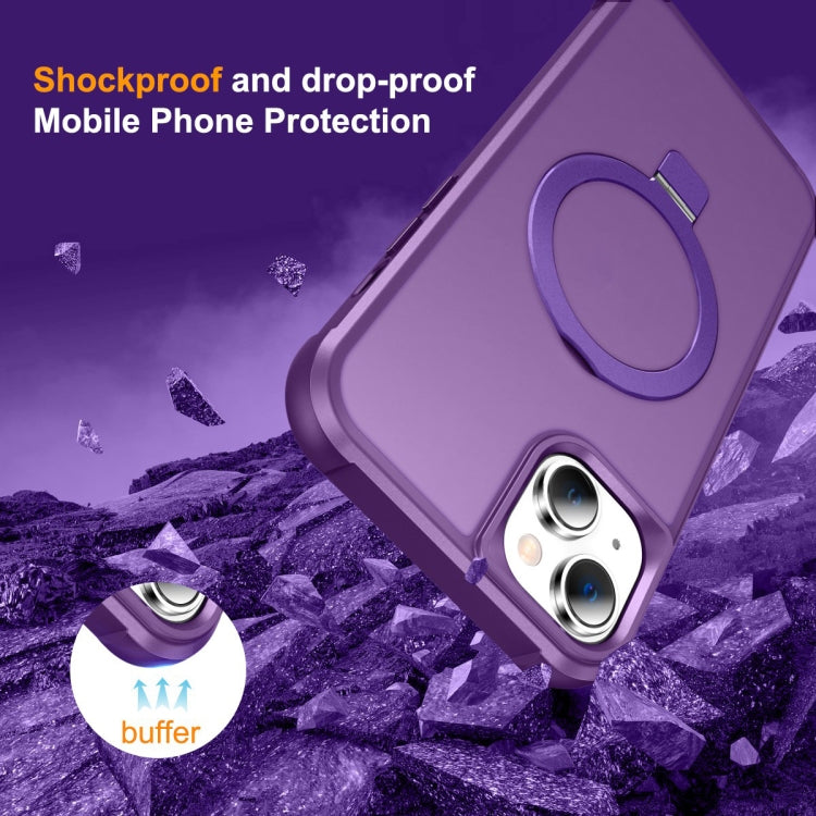 For iPhone 14 / 13 MagSafe Magnetic Holder Phone Case(Purple) - iPhone 14 Cases by buy2fix | Online Shopping UK | buy2fix