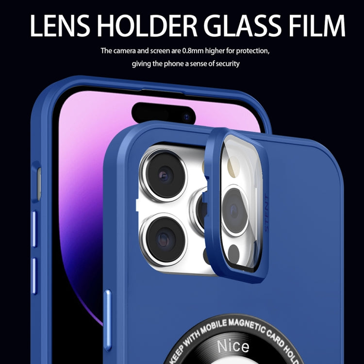 For iPhone 11 Pro Skin Feel Magnifier MagSafe Lens Holder Phone Case(Royal Blue) - iPhone 11 Pro Cases by buy2fix | Online Shopping UK | buy2fix