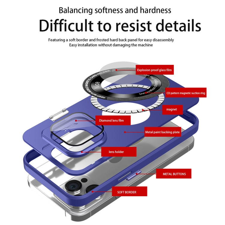 For iPhone 11 Pro Max Skin Feel Magnifier MagSafe Lens Holder Phone Case(Royal Blue) - iPhone 11 Pro Max Cases by buy2fix | Online Shopping UK | buy2fix