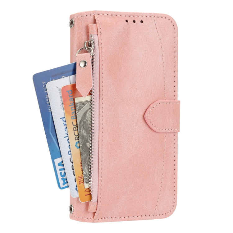 For iPhone 16 Pro Oil Skin Zipper Wallet Leather Phone Case(Pink) - iPhone 16 Pro Cases by buy2fix | Online Shopping UK | buy2fix