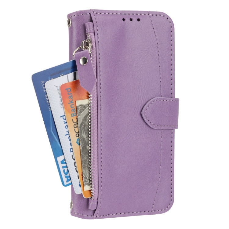 For iPhone SE 2024 Oil Skin Zipper Wallet Leather Phone Case(Purple) - More iPhone Cases by buy2fix | Online Shopping UK | buy2fix