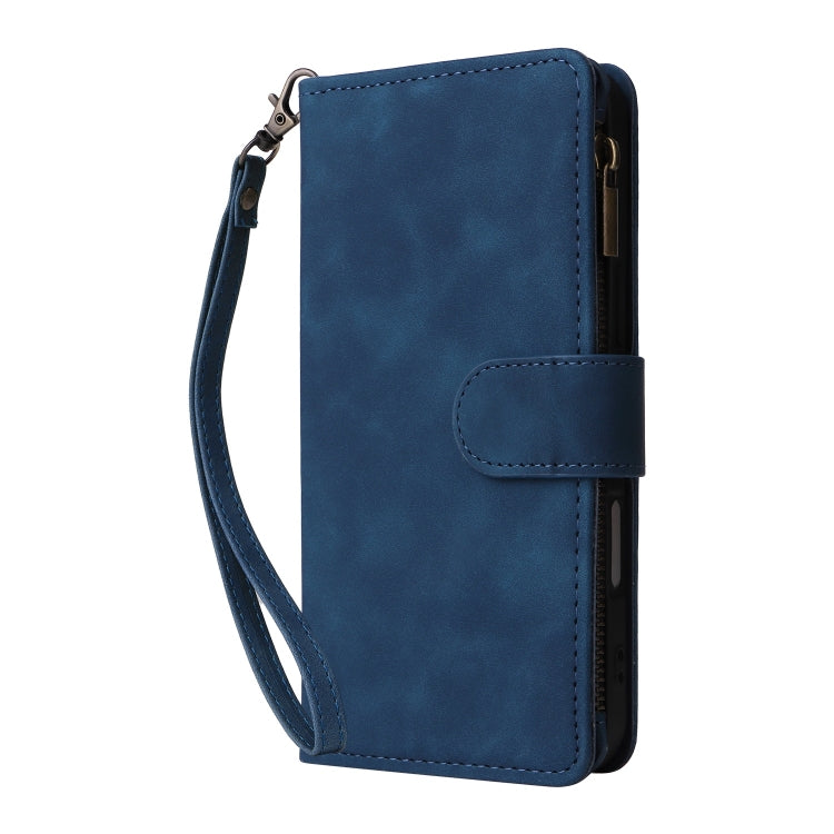 For iPhone 16 Plus Crossbody Multi-card Slot Wallet Zipper Leather Phone Case(Dark Blue) - iPhone 16 Plus Cases by buy2fix | Online Shopping UK | buy2fix