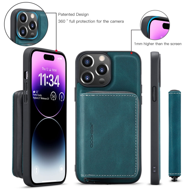 For iPhone 15 Pro Max JEEHOOD Magnetic Zipper Wallet Leather Phone Case(Blue) - iPhone 15 Pro Max Cases by JEEHOOD | Online Shopping UK | buy2fix