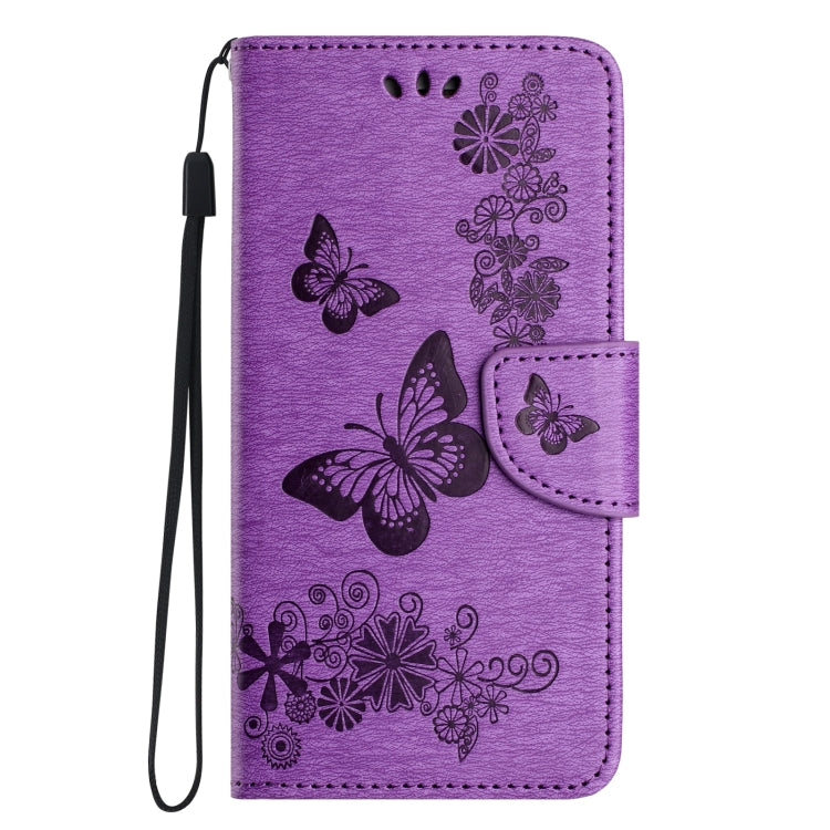 For iPhone 16 Plus Butterfly Embossed Flip Leather Phone Case(Purple) - iPhone 16 Plus Cases by buy2fix | Online Shopping UK | buy2fix