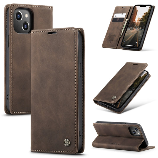 For iPhone 15 Plus CaseMe 013 Multifunctional Horizontal Flip Leather Phone Case(Coffee) - iPhone 15 Plus Cases by CaseMe | Online Shopping UK | buy2fix