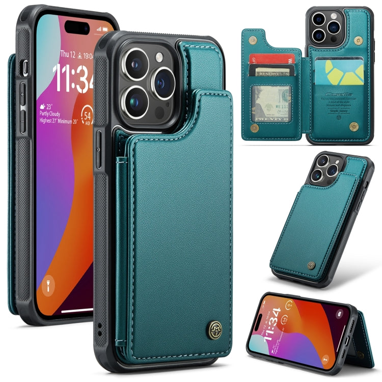 For iPhone 15 Pro Max CaseMe C22 Card Slots Holder RFID Anti-theft Phone Case(Blue Green) - iPhone 15 Pro Max Cases by CaseMe | Online Shopping UK | buy2fix