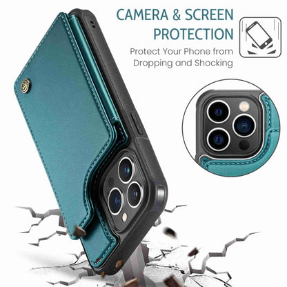 For iPhone 13 Pro CaseMe C22 Card Slots Holder RFID Anti-theft Phone Case(Blue Green) - iPhone 13 Pro Cases by CaseMe | Online Shopping UK | buy2fix