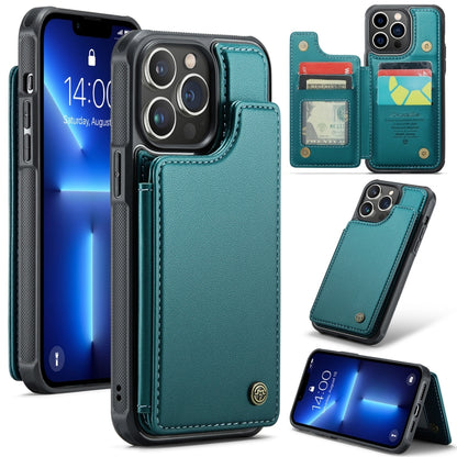 For iPhone 13 Pro Max CaseMe C22 Card Slots Holder RFID Anti-theft Phone Case(Blue Green) - iPhone 13 Pro Max Cases by CaseMe | Online Shopping UK | buy2fix