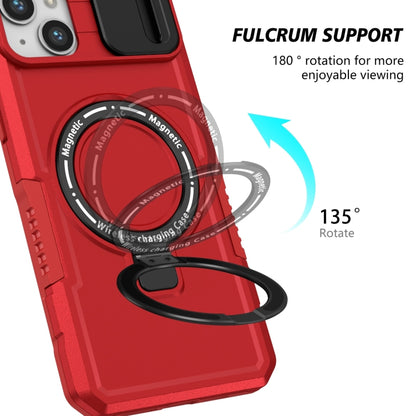 For iPhone 14 Plus Sliding Camshield Magsafe Holder TPU Hybrid PC Phone Case(Red) - iPhone 14 Plus Cases by buy2fix | Online Shopping UK | buy2fix