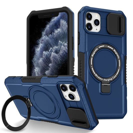 For iPhone 11 Pro Max Sliding Camshield Magsafe Holder TPU Hybrid PC Phone Case(Royal Blue) - iPhone 11 Pro Max Cases by buy2fix | Online Shopping UK | buy2fix