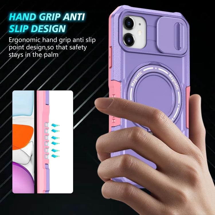 For iPhone 11 Sliding Camshield Magsafe Holder TPU Hybrid PC Phone Case(Pink Purple) - iPhone 11 Cases by buy2fix | Online Shopping UK | buy2fix