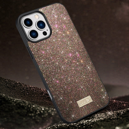 For iPhone 16 Pro Max SULADA Glittery PC Hybrid TPU Handmade Leather Phone Case(Colorful) - iPhone 16 Pro Max Cases by SULADA | Online Shopping UK | buy2fix