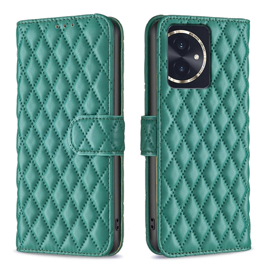 For Honor 100 Diamond Lattice Wallet Flip Leather Phone Case(Green) - Honor Cases by buy2fix | Online Shopping UK | buy2fix