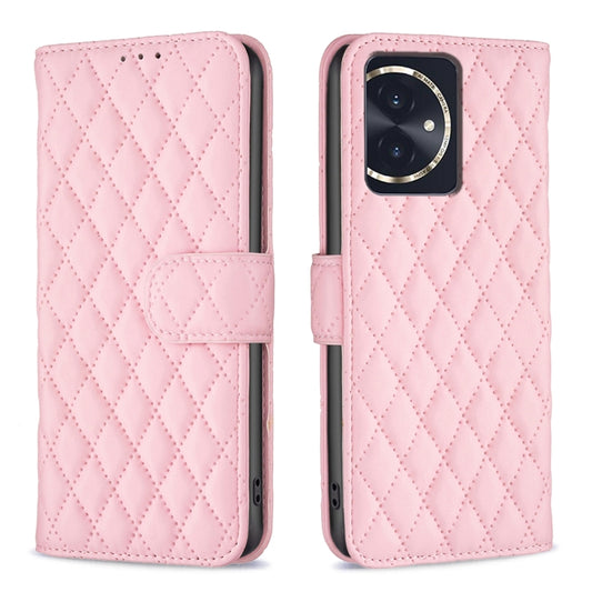 For Honor 100 Diamond Lattice Wallet Flip Leather Phone Case(Pink) - Honor Cases by buy2fix | Online Shopping UK | buy2fix