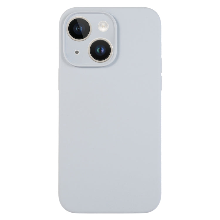 For iPhone 14 Plus Pure Color Liquid Silicone Fine Pore Phone Case(Grey Blue) - iPhone 14 Plus Cases by buy2fix | Online Shopping UK | buy2fix