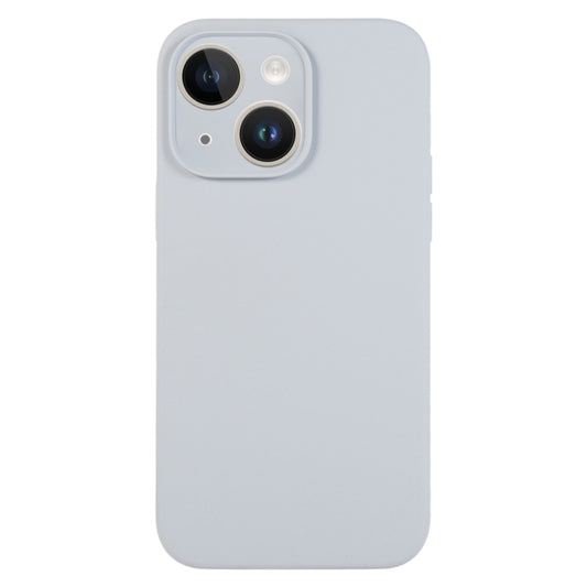 For iPhone 14 Pure Color Liquid Silicone Fine Pore Phone Case(Grey Blue) - iPhone 14 Cases by buy2fix | Online Shopping UK | buy2fix