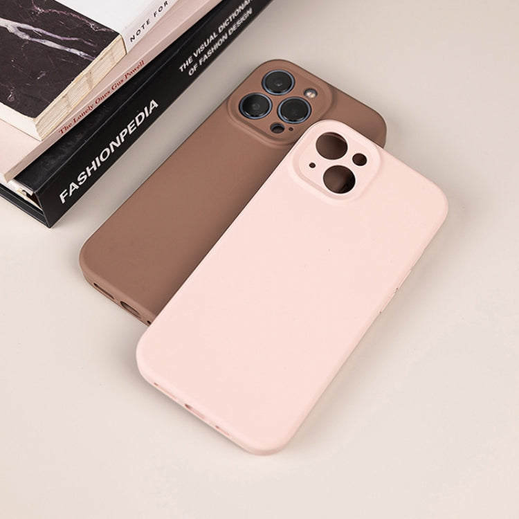 For iPhone 14 Plus Pure Color Liquid Silicone Fine Pore Phone Case(Sand Pink) - iPhone 14 Plus Cases by buy2fix | Online Shopping UK | buy2fix