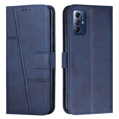 For Motorola Moto G Play 5G 2024 Stitching Calf Texture Buckle Leather Phone Case(Blue) - Motorola Cases by buy2fix | Online Shopping UK | buy2fix