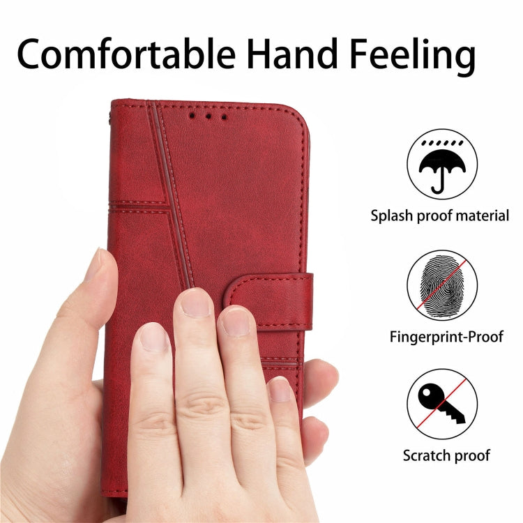 For Motorola Moto G Play 5G 2024/G 5G 2024 Stitching Calf Texture Buckle Leather Phone Case(Red) - Motorola Cases by buy2fix | Online Shopping UK | buy2fix