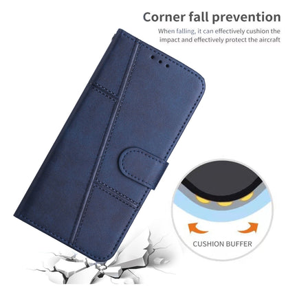 For Motorola Moto G Play 5G 2024/G 5G 2024 Stitching Calf Texture Buckle Leather Phone Case(Blue) - Motorola Cases by buy2fix | Online Shopping UK | buy2fix