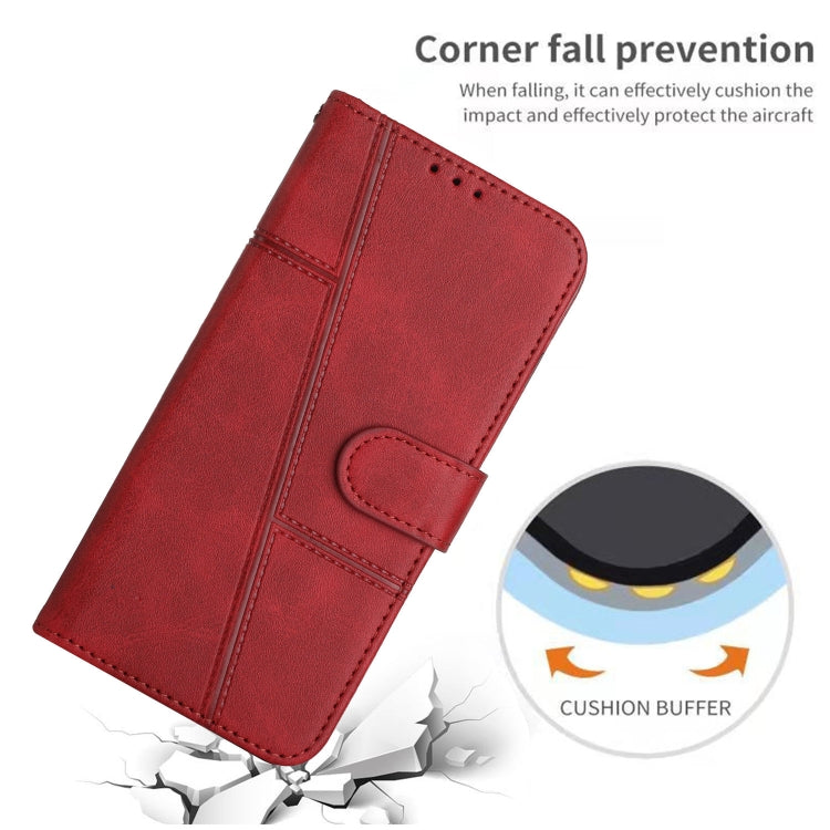 For Motorola Edge 2024 Stitching Calf Texture Buckle Leather Phone Case(Red) - Motorola Cases by buy2fix | Online Shopping UK | buy2fix