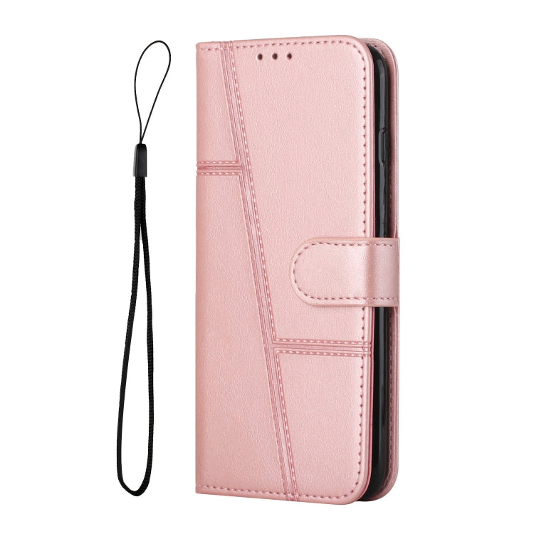 For Motorola Edge 2024 Stitching Calf Texture Buckle Leather Phone Case(Rose Gold) - Motorola Cases by buy2fix | Online Shopping UK | buy2fix