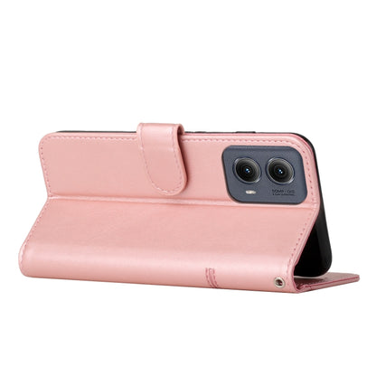 For Motorola Edge 2024 Stitching Calf Texture Buckle Leather Phone Case(Rose Gold) - Motorola Cases by buy2fix | Online Shopping UK | buy2fix