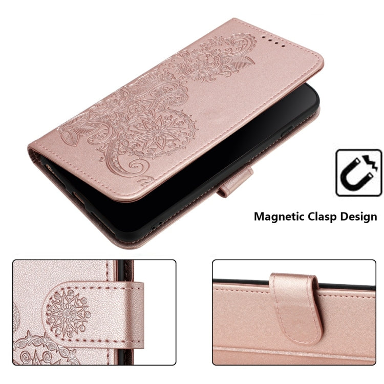 For Motorola Edge 5G 2024 Datura Flower Embossed Flip Leather Phone Case(Rose Gold) - Motorola Cases by buy2fix | Online Shopping UK | buy2fix