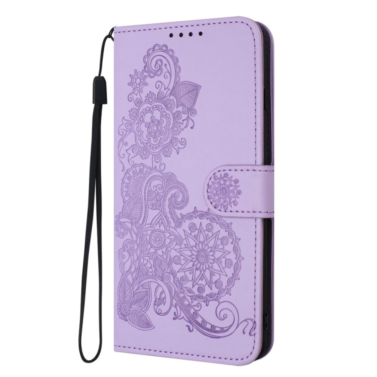 For Motorola Moto G Power 5G 2024 Datura Flower Embossed Flip Leather Phone Case(Purple) - Motorola Cases by buy2fix | Online Shopping UK | buy2fix