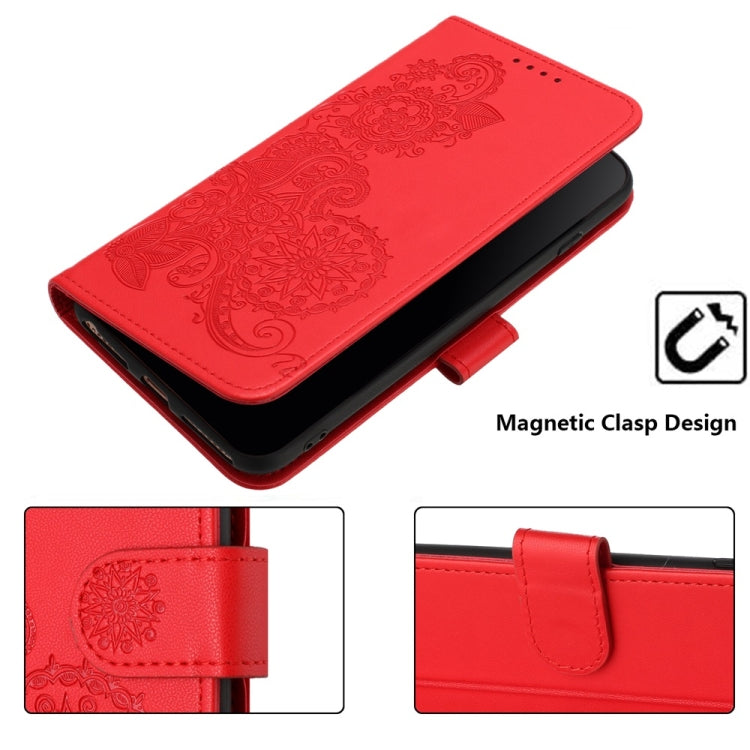 For Motorola Moto G Stylus 5G 2024 Datura Flower Embossed Flip Leather Phone Case(Red) - Motorola Cases by buy2fix | Online Shopping UK | buy2fix