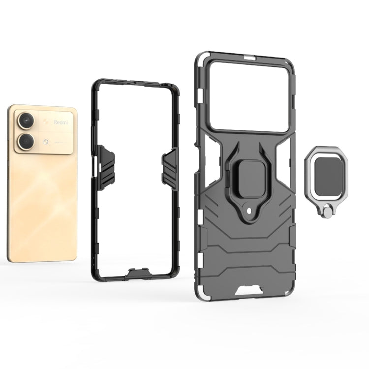 For Xiaomi Redmi Note 13R Pro 5G Shockproof PC + TPU Holder Phone Case(Black) - Xiaomi Cases by buy2fix | Online Shopping UK | buy2fix