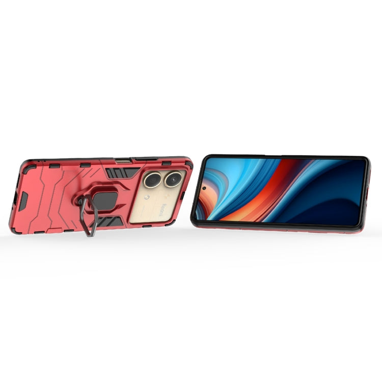 For Xiaomi Redmi Note 13R Pro 5G Shockproof PC + TPU Holder Phone Case(Red) - Xiaomi Cases by buy2fix | Online Shopping UK | buy2fix