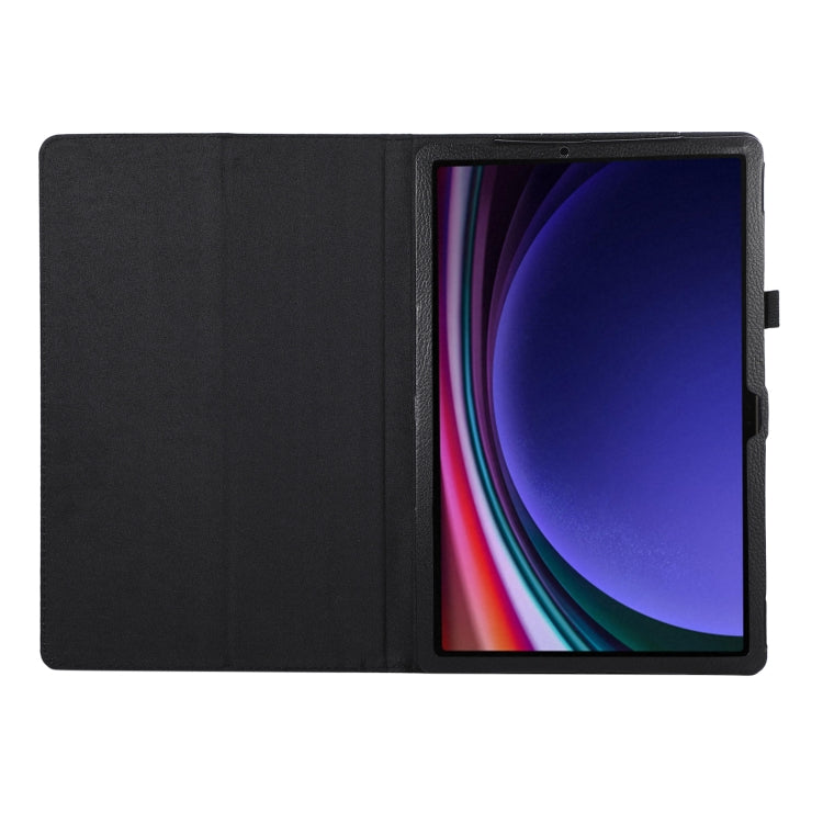 For Samsung Galaxy Tab S9 Litchi Texture Leather Tablet Case with Holder(Black) - Other Galaxy Tab PC by buy2fix | Online Shopping UK | buy2fix