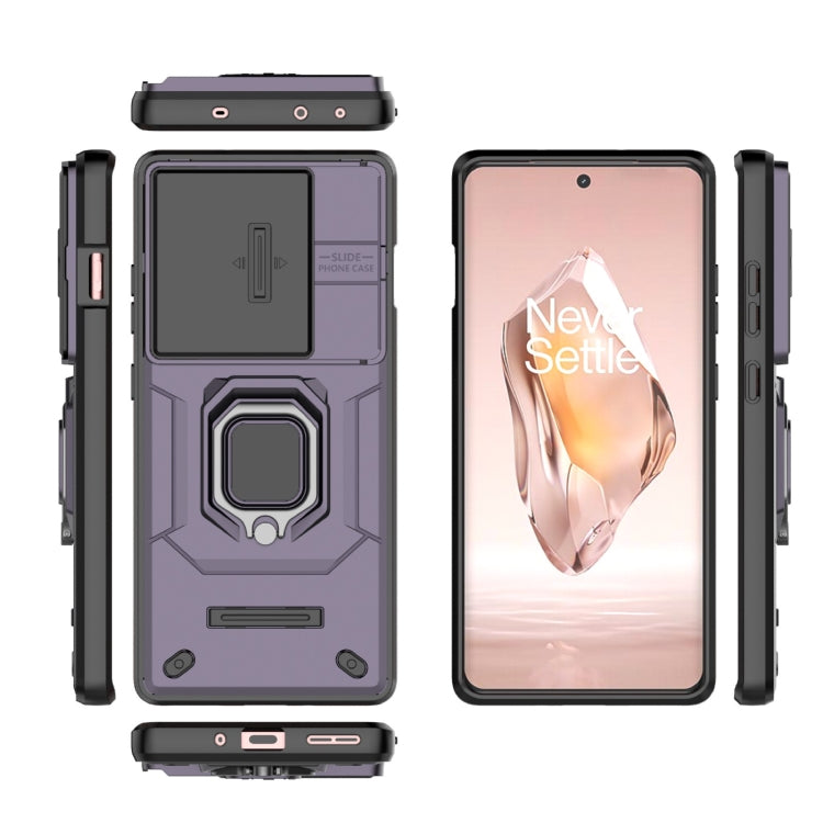 For OnePlus ACE 3 5G Sliding Camshield TPU + PC Shockproof Phone Case with Holder(Purple) - OnePlus Cases by buy2fix | Online Shopping UK | buy2fix