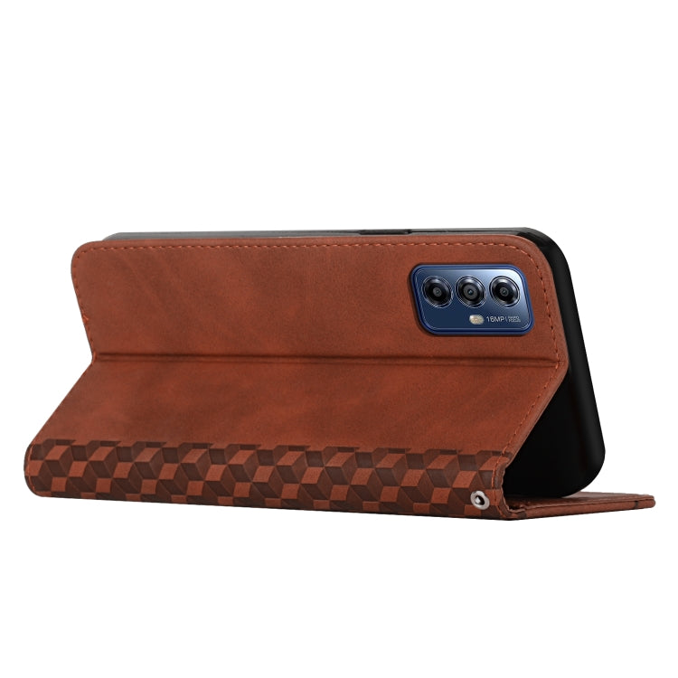 For Motorola Moto G Play 2024 Diamond Splicing Skin Feel Magnetic Leather Phone Case(Brown) - Motorola Cases by buy2fix | Online Shopping UK | buy2fix