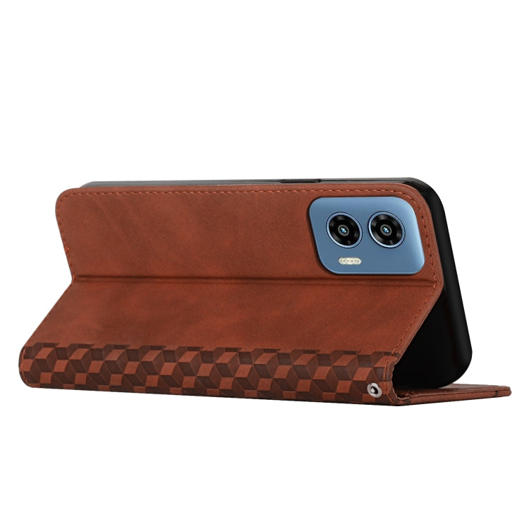 For Motorola Moto G Play 5G 2024 / G 5G 2024 Diamond Splicing Skin Feel Magnetic Leather Phone Case(Brown) - Motorola Cases by buy2fix | Online Shopping UK | buy2fix