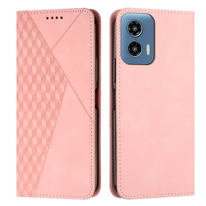 For Motorola Moto G Play 5G 2024 / G 5G 2024 Diamond Splicing Skin Feel Magnetic Leather Phone Case(Rose Gold) - Motorola Cases by buy2fix | Online Shopping UK | buy2fix