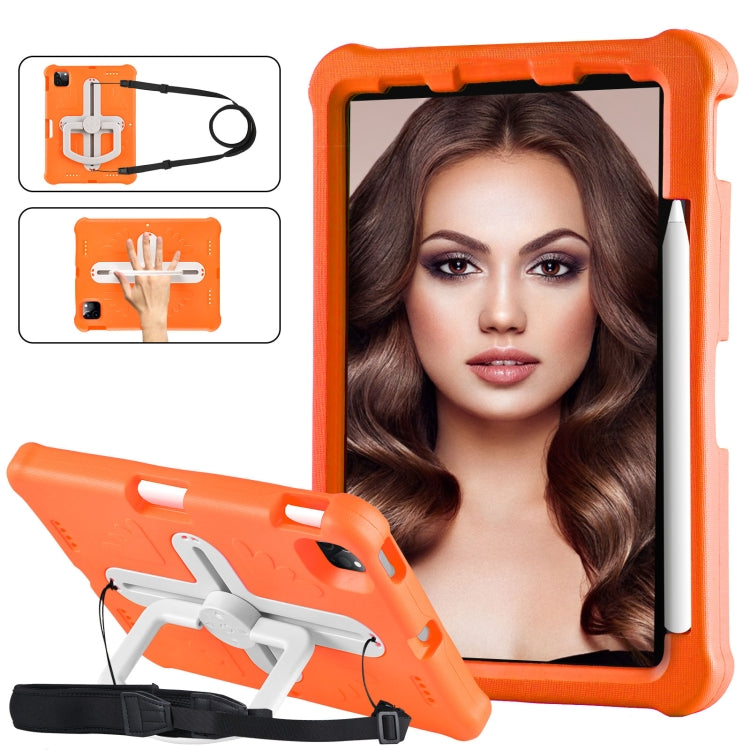 For iPad Pro 11 2024 Shield 360 Rotation Handle EVA Shockproof PC Tablet Case(Orange Beige) - iPad Pro 11 2024 Cases by buy2fix | Online Shopping UK | buy2fix