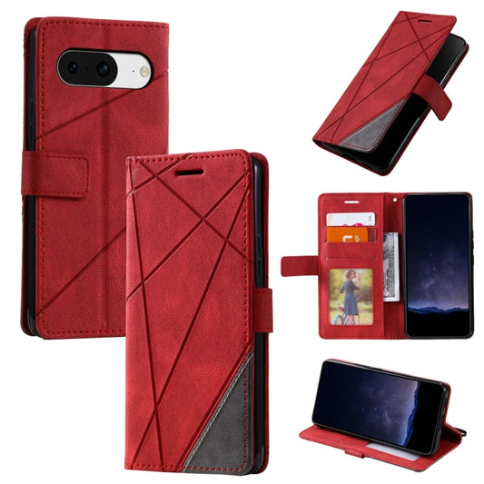 For Google Pixel 9 Skin Feel Splicing Leather Phone Case(Red) - Google Cases by buy2fix | Online Shopping UK | buy2fix