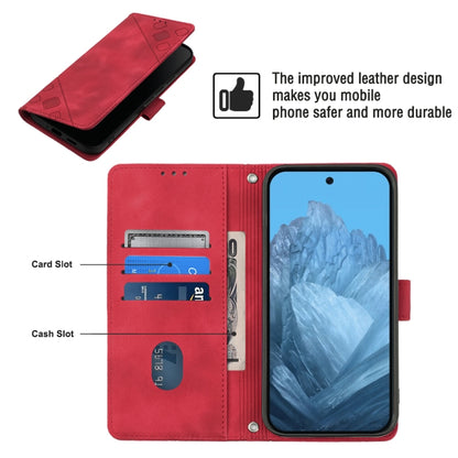 For Google Pixel 9 / 9 Pro Skin-feel Embossed Leather Phone Case(Red) - Google Cases by buy2fix | Online Shopping UK | buy2fix