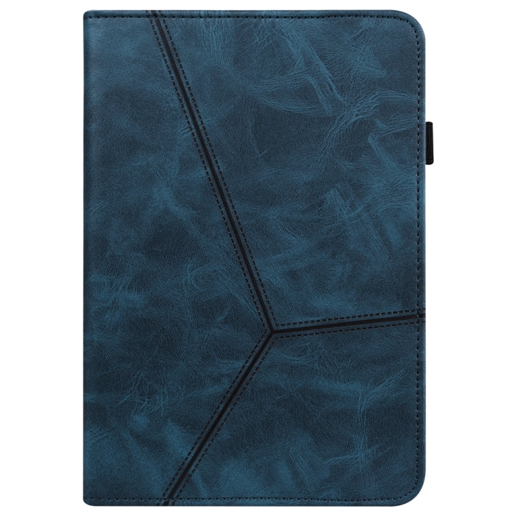 For Samsung Galaxy Tab S9+ / S9 FE+ Solid Color Stripe Embossed Leather Tablet Case(Blue) - Galaxy Tab S9 FE+ by buy2fix | Online Shopping UK | buy2fix