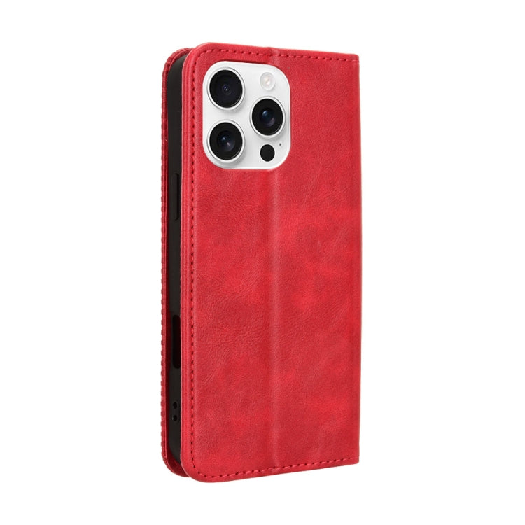 For iPhone 16 Pro Magnetic Buckle Retro Texture Leather Phone Case(Red) - iPhone 16 Pro Cases by buy2fix | Online Shopping UK | buy2fix