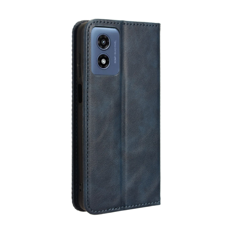 For Motorola Moto G Play 4G 2024 Magnetic Buckle Retro Texture Leather Phone Case(Blue) - Motorola Cases by buy2fix | Online Shopping UK | buy2fix