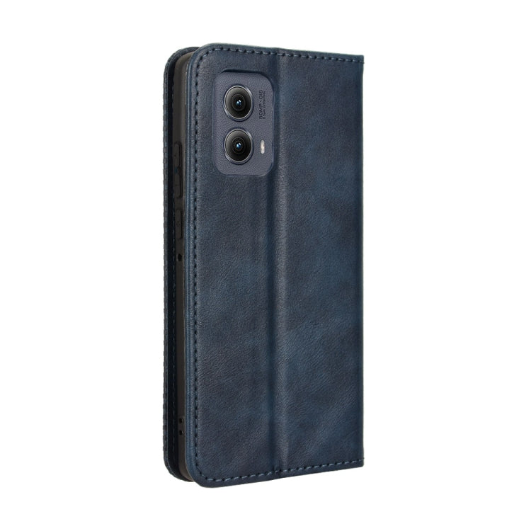 For Motorola Edge 2024 5G Magnetic Buckle Retro Texture Leather Phone Case(Blue) - Motorola Cases by buy2fix | Online Shopping UK | buy2fix