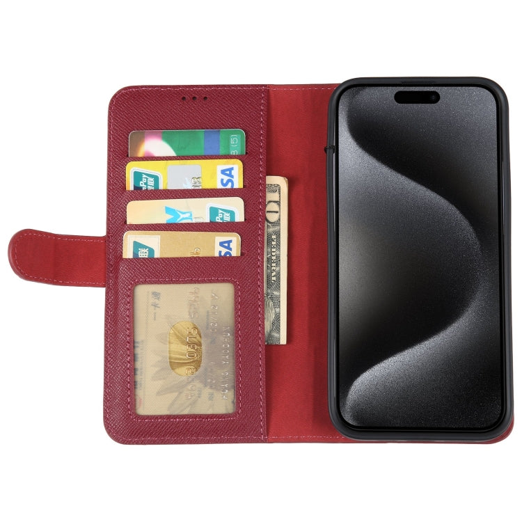 For iPhone 15 Pro Max GEBEI Top-grain Horizontal Flip Leather Phone Case(Wine Red) - iPhone 15 Pro Max Cases by GEBEI | Online Shopping UK | buy2fix