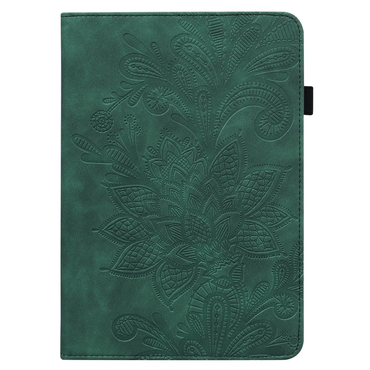 For Samsung Galaxy Tab S9 Lace Flower Embossing Pattern PU Tablet Case(Green) - Galaxy Tab S9 Cases by buy2fix | Online Shopping UK | buy2fix